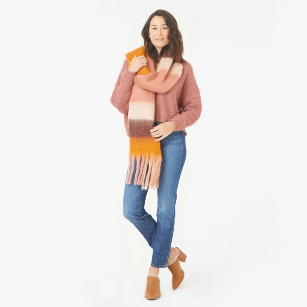 Kensie Fall Winter Rust Blush Cream Brown Scarf